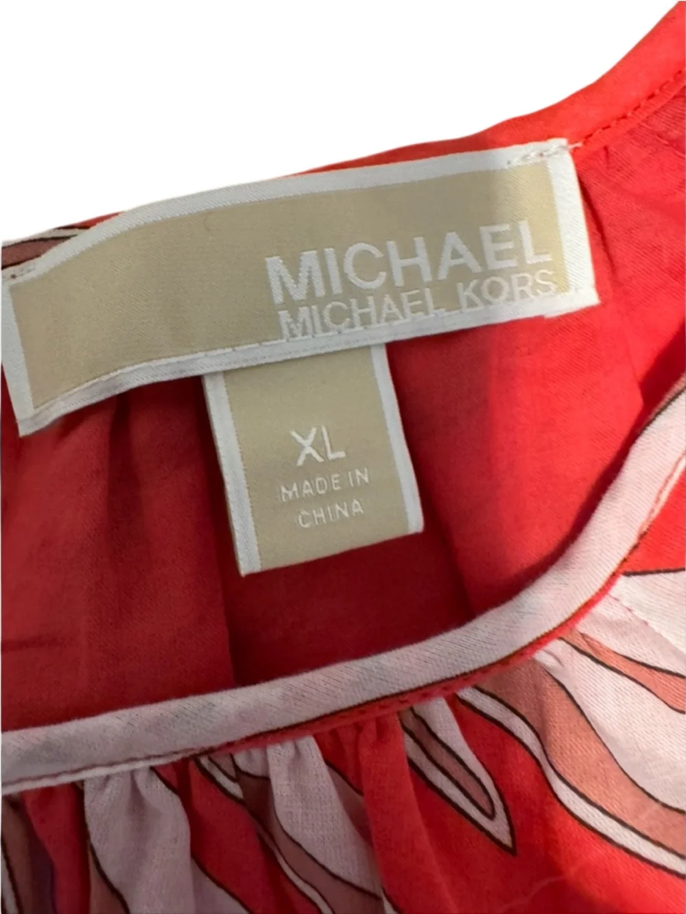 Michael Michael Kors Cotton Lawn Cutout Mini Dress In Zebra Geranium Red/Pink XL - Picture 2 of 13